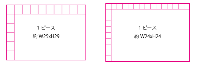 ジグソーパズルの１ピースあたりのサイズ比較表